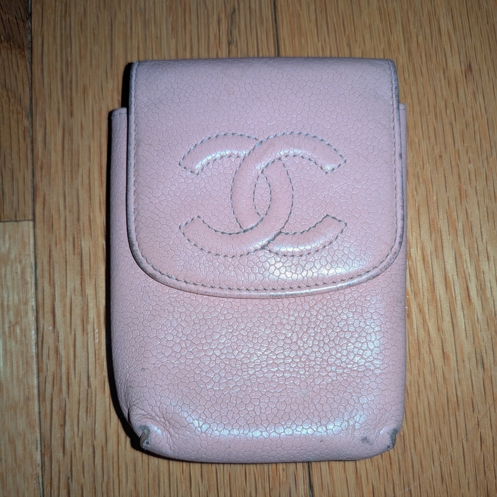 S-4. AUTHENTIC CHANEL VINTAGE CAVIER LEATHER CIGARETTE / CARD / LIPSTICK POUCH